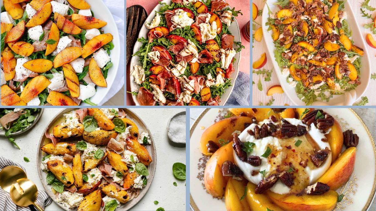 Grilled Peach and Burrata Salad With Honey Drizzle
